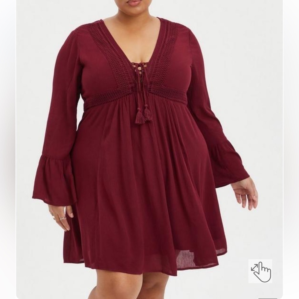 Torrid Mini Gauze Lace-Up Skater Dress